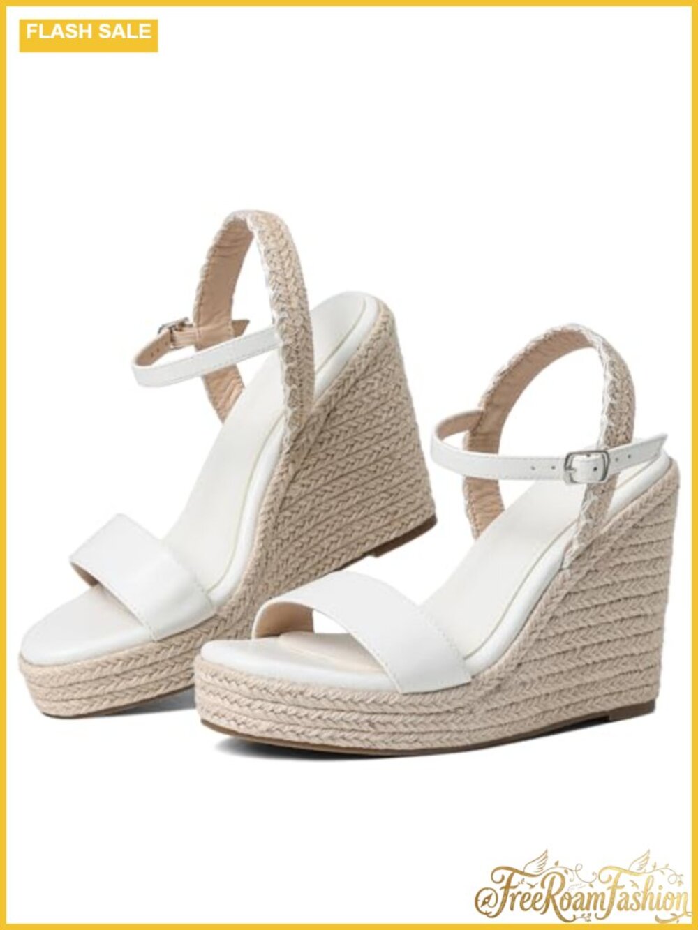 Espadrille Wedge Sandals Platform Open Toe Slingback Buckle Heel